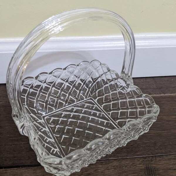 Vintage Glass Basket Etsy