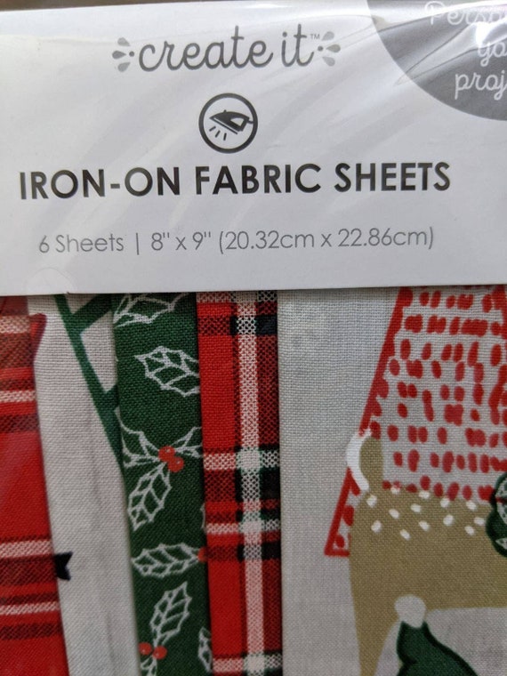 Create It Iron On Fabric Sheets Christmas Fabric 6 Sheets 8 x 9 NEW