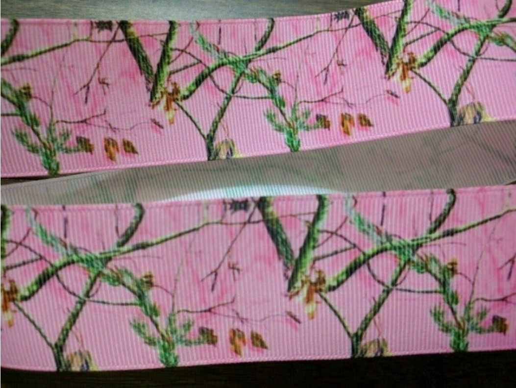 7/8 Pink Camouflage Grosgrain Ribbon 7/8 Camouflage Tree Ribbon Camo Ribbon Pink  Ribbon for Hair Bows Craft Decor 