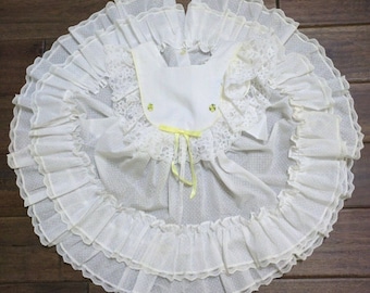 Vintage Bryan White Polka Dot Full Circle Toddler Girl Lace Dress 4 Made in USA
