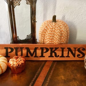 Señal de calabaza de madera de otoño