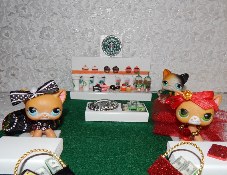 48 Pc LPS Custom Interactive Wood Toy Starbucks Coffee Shop | Etsy