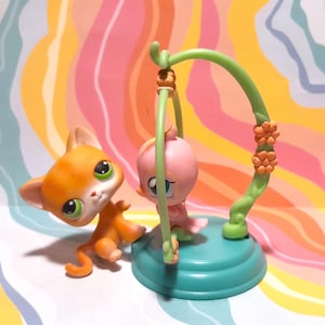 Authentic LPS Complete Pet Pairs Playset Shorthair Cat #11 Pink Parakeet #13 + Extra Accessories