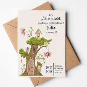 Fairy Birthday Invitation | Fairy Garden Party | Girl Birthday Party Invite | Print at Home | Custom Invitation