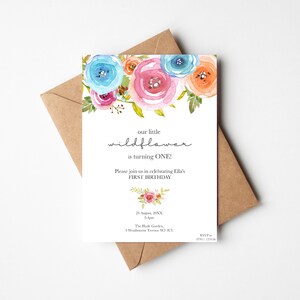 Wildflower Birthday Invitation | Garden Party Birthday | Print at Home | Custom Invititation