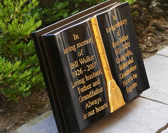 Engraved Granite Memorial Book | 23.5ct Gold Lettering