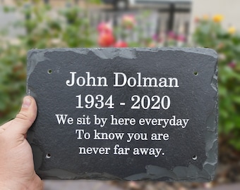 Engraved Slate Memorial Plaque | Personalized Commemorative Sign (25cm x 17cm)