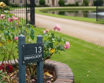Slate House Sign on Posts - Multiple Sizes available