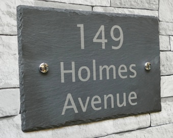 Rustic Slate House Sign | Personalized Laser Etched Name Plate