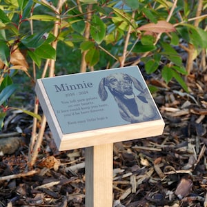 Pet Memorial Stake | Solid Oak Pet Memorial Stake with photo plaque | Pet Memorials | Dog Memorial Plaque