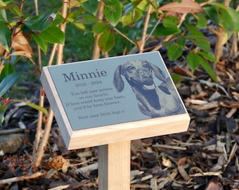 Pet Memorial Stake | Solid Oak Pet Memorial Stake with photo plaque | Pet Memorials | Dog Memorial Plaque