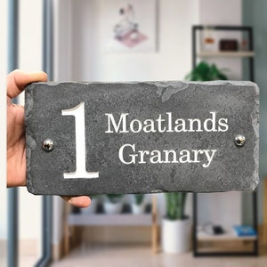 Rustic Slate House Sign 25cm x 12cm | House Nameplates | Address Signs | Slate House Numbers | Street Signs | House Plaques | House names