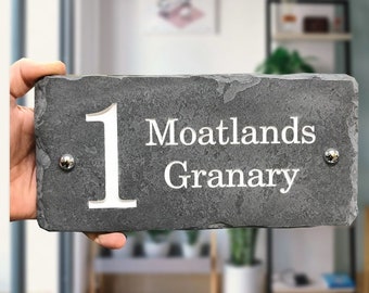 Rustic Slate House Sign | Engraved Address Plaque, 25cm