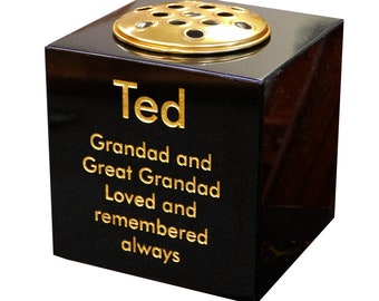 Personalized Granite Memorial Vase | Crematorium Flower Pot, Graveside Tribute