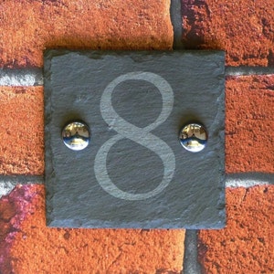 100mm x 100mm Rough Slate House Sign Engraved With Any House Number