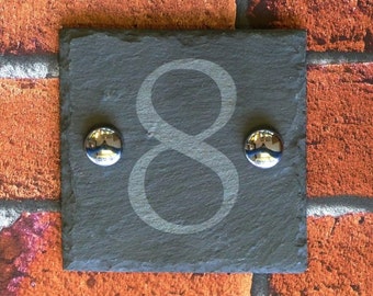 Engraved Slate House Number Sign (100mm x 100mm)