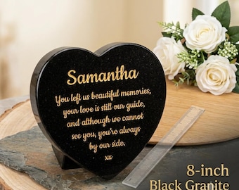 Black Granite Heart Memorial | Engraved Crematorium Graveside Tribute