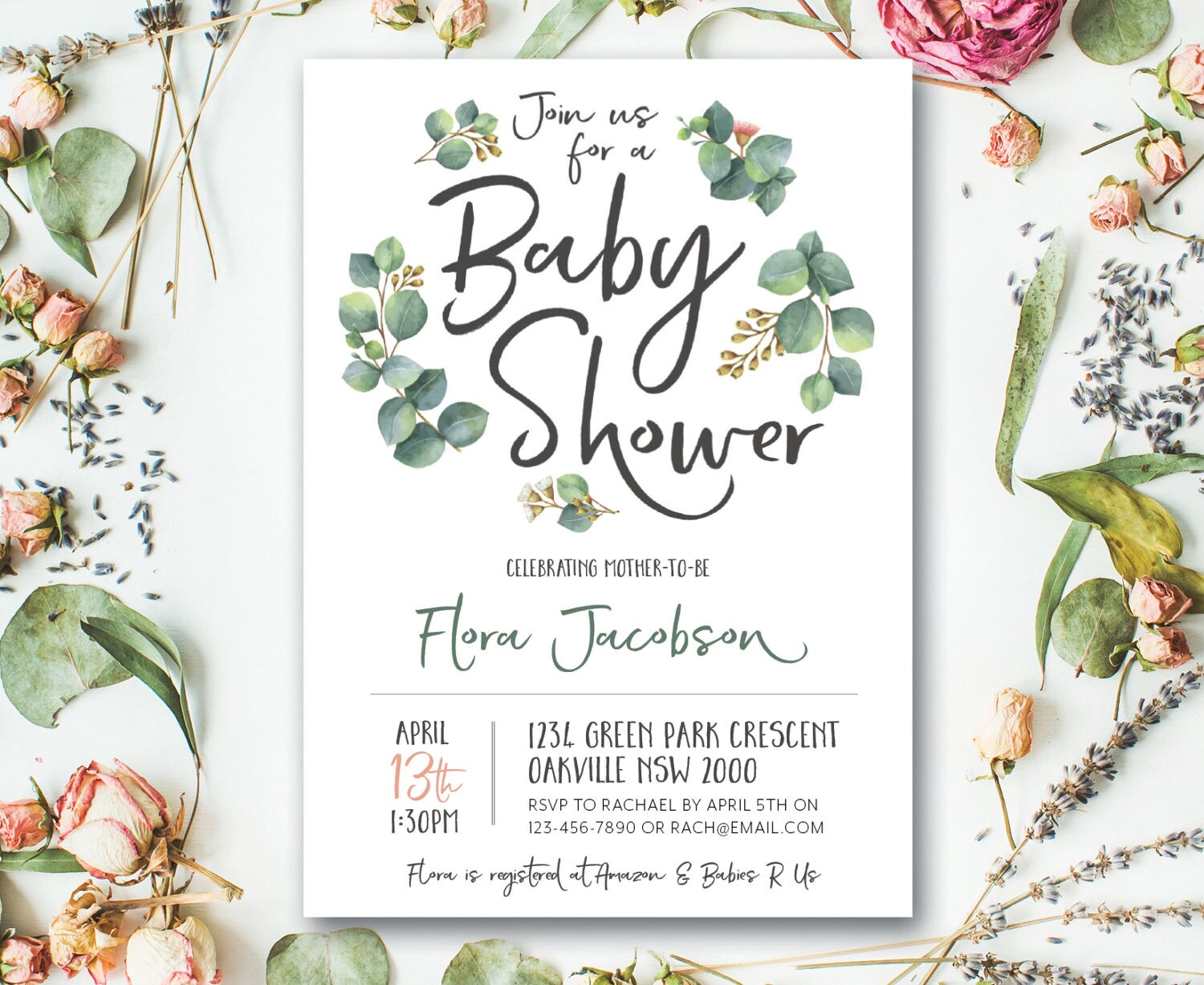 Greenery baby shower invitation eucalyptus baby shower Etsy