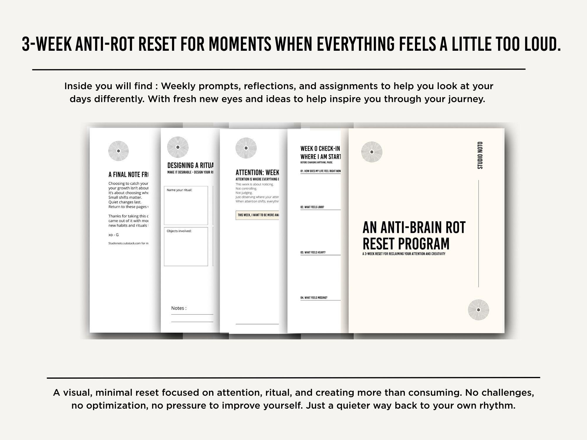 Printable Anti-brain Rot 3 Week Journal (habits, Rituals, Reflection ...