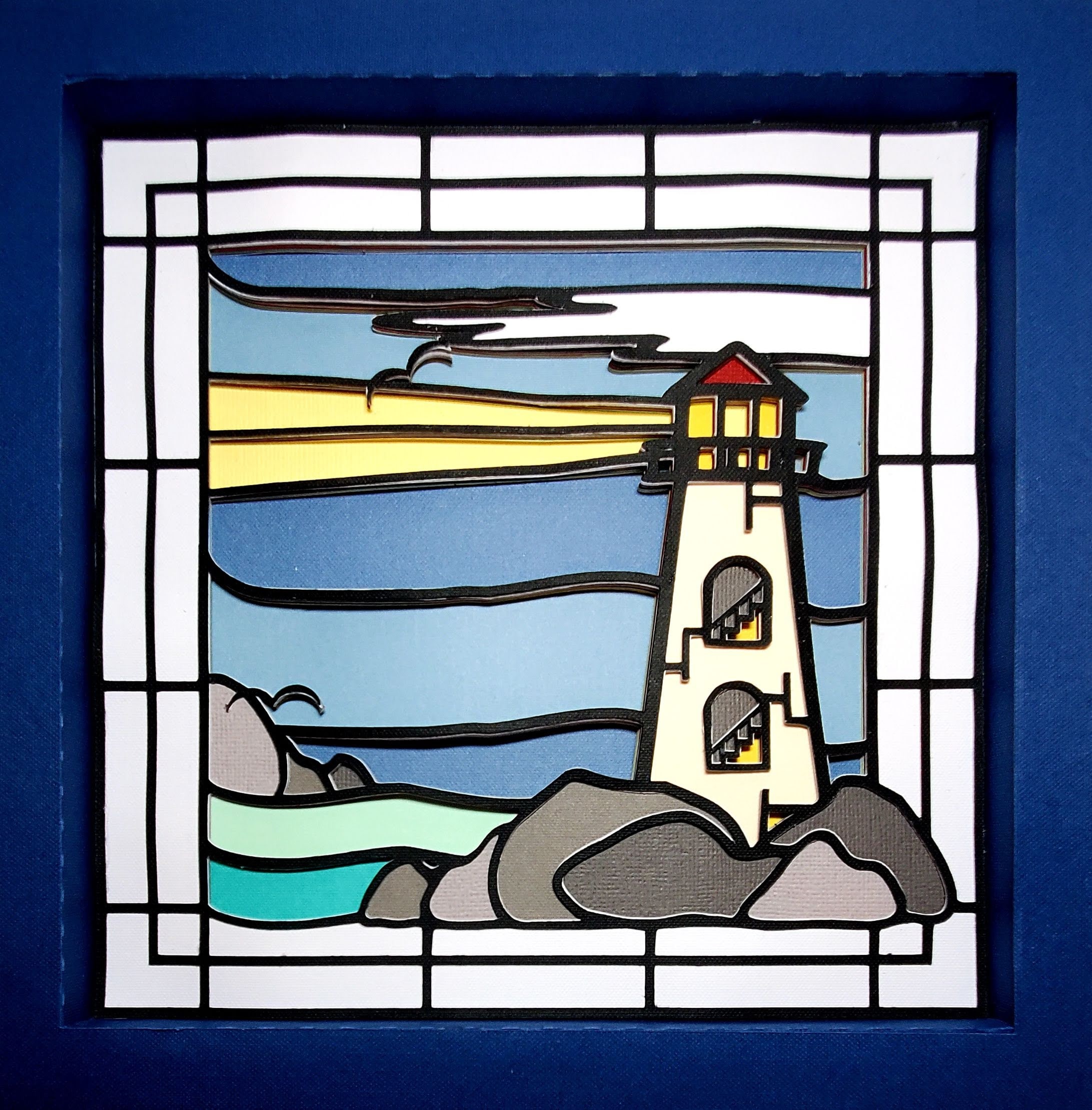 Stained Glass Lighthouse with Frame SVG File by Cindy Duke Etsy
