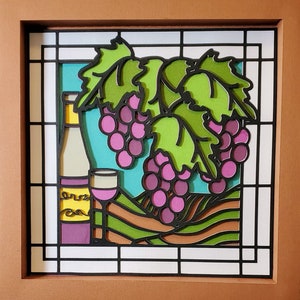 Stained Glass Vineyard with Frame SVG File by Cindy Duke