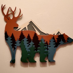 Deer and Bear Mountain Layered SVG File by Cindy Duke