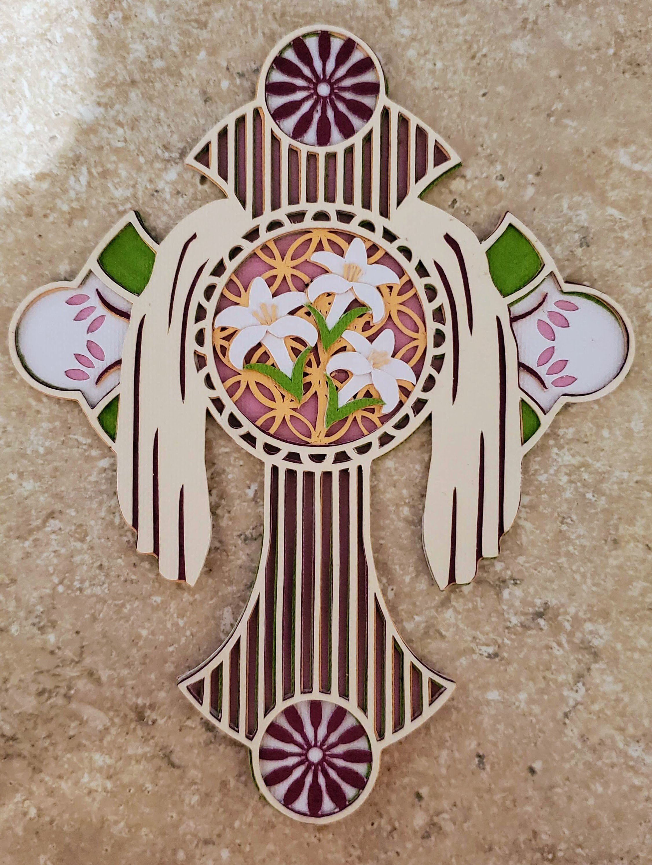 Lily Cross Layered SVG File by Cindy Duke Etsy