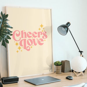 Cheers Love, Bar Cart Print, Wall Art, Trendy Cocktail Art, Retro Wall Art, Afdrukbare Bar Prints, Digitale Download, Vintage Alcohol Art