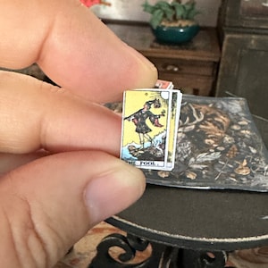 Dollshouse Miniature 1:12 Scale Tarot Deck and Choice of Altar Cloth - Rider Waite Tarot Full Deck of 78 Cards in Custom Packaging