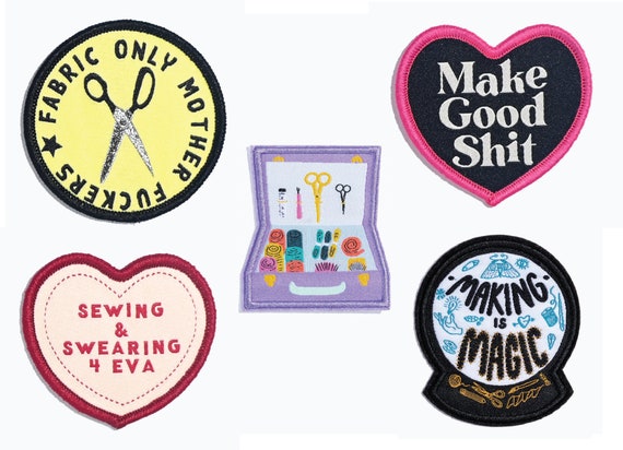Fabric Only Embroidered Scissor Patch Fabric Only Embroidered Scissor Patch