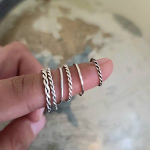 Sterling Silver Stackable Rings Twisted and Hammered