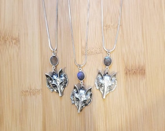 Collar Conall - Labadorita y dije de lobo