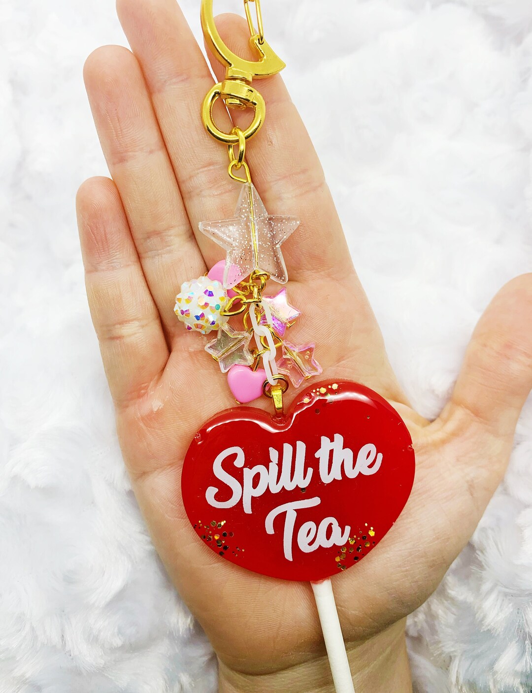 Spill the tea baddie conversation candy heart lollipop charm etsy