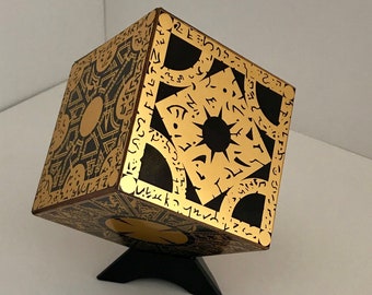 Hellraiser Puzzle Box 1:1 Static Non Functioning Lament Configuration Gold Foil Finish with stand
