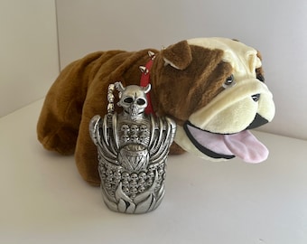 Cosplay Flask with Mr. Beefy plush bulldog