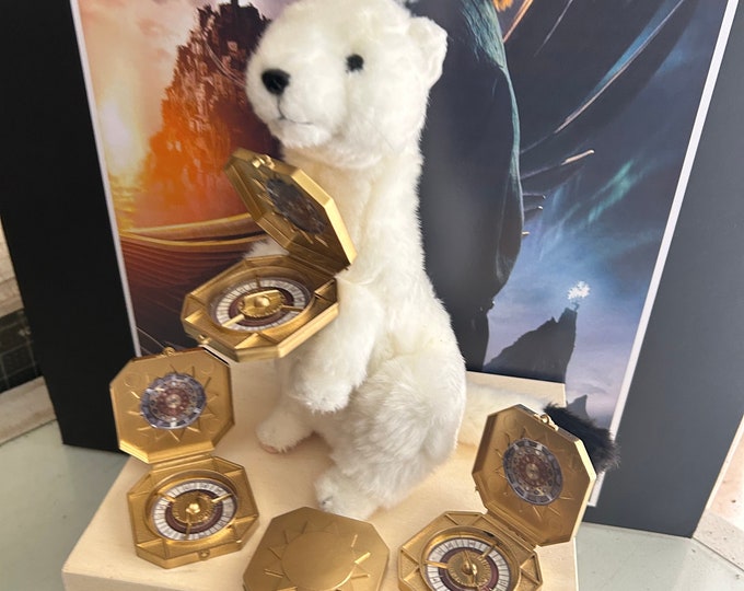 His Dark Materials Lyra Daemon Pan plush animal with mini plastic alethiometer