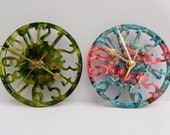 Colour Variety Original Clock, 14.5cm Silent Resin Wall Clock, Sweeping Hands. Beautiful Functional Modern Art, Gift For Her