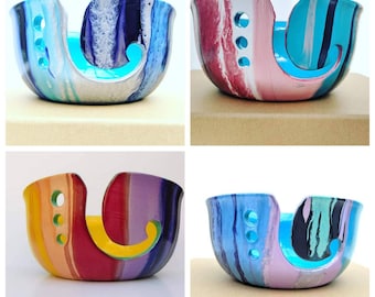 Large Yarn/Knitting/Crochet/Wool Bowl 18.5 x 9cm Modern Art, Hand-Painted, Knitting Lover, Gift For Her. Variety Of Colours!