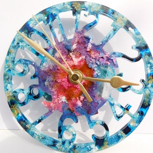 Colour Variety Original Clock, 14.5cm Silent Resin Wall Clock, Sweeping Hands. Beautiful & Functional Modern Art. Eco Packaging Option image 4