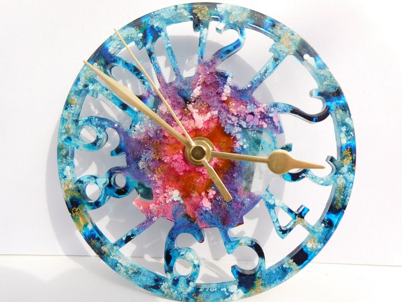 Colour Variety Original Clock, 14.5cm Silent Resin Wall Clock, Sweeping Hands. Beautiful & Functional Modern Art. Eco Packaging Option image 4