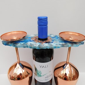 Atemberaubende one of a Art Harz Wein Flasche & Glas Halter, Wein-Rack, Kelch Halter, Geode, Achat inspiriert, bitte lesen Sie Beschreibung