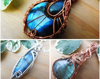 Labradorite Necklace Variety, Sterling Silver & Copper, Natural Jewellery, Wire Wrapped, Festival Necklace, November Birthstone