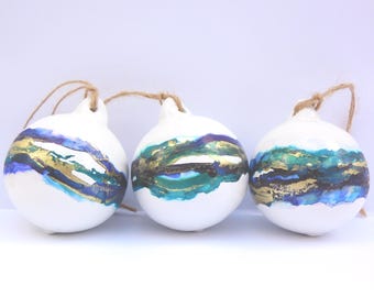 Limited Edition Set Of 3 Baubles, Personalised Baubles, Ceramic Christmas Tree Baubles. Christmas Decorations. Xmas Ornaments, Xmas Decor