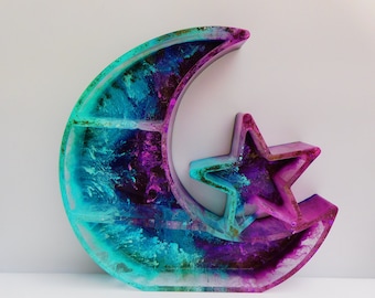 Star & Moon Shelf. Celestial, Wicca, Wiccan. Zodiac, Desktop Shelf, Shelf Decor Home Decor. Colour Options Available. 22cm X 23cm.