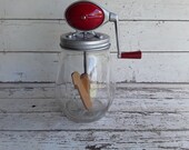 Dazey No. 4 Red Football Top Butter Churn - Tulip jar - 1940s - Wooden Paddles