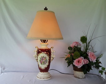 vintage lamp antique lamp porcelain lamp burgundy lamp royal crown lamp victorian lamp french inspired - Antique Lamp vintage lamp antique lamp porcelain lamp burgundy lamp royal crown lamp victorian lamp french inspired - Antique Lamp