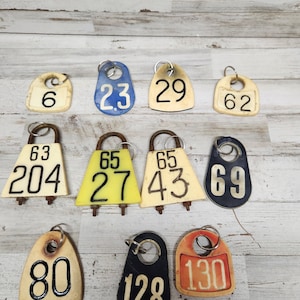 Vintage Cow Tag  / Cattle Tag  / Rustic Livestock Marker  /  Large Industrial Numbers  /    Rustic Vintage Label Hang Bag Tags