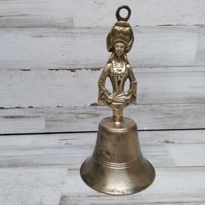 Antique Brass Dinner Bell, Vintage Brass Ladybell,  Lady Table Bell, Hand Bell