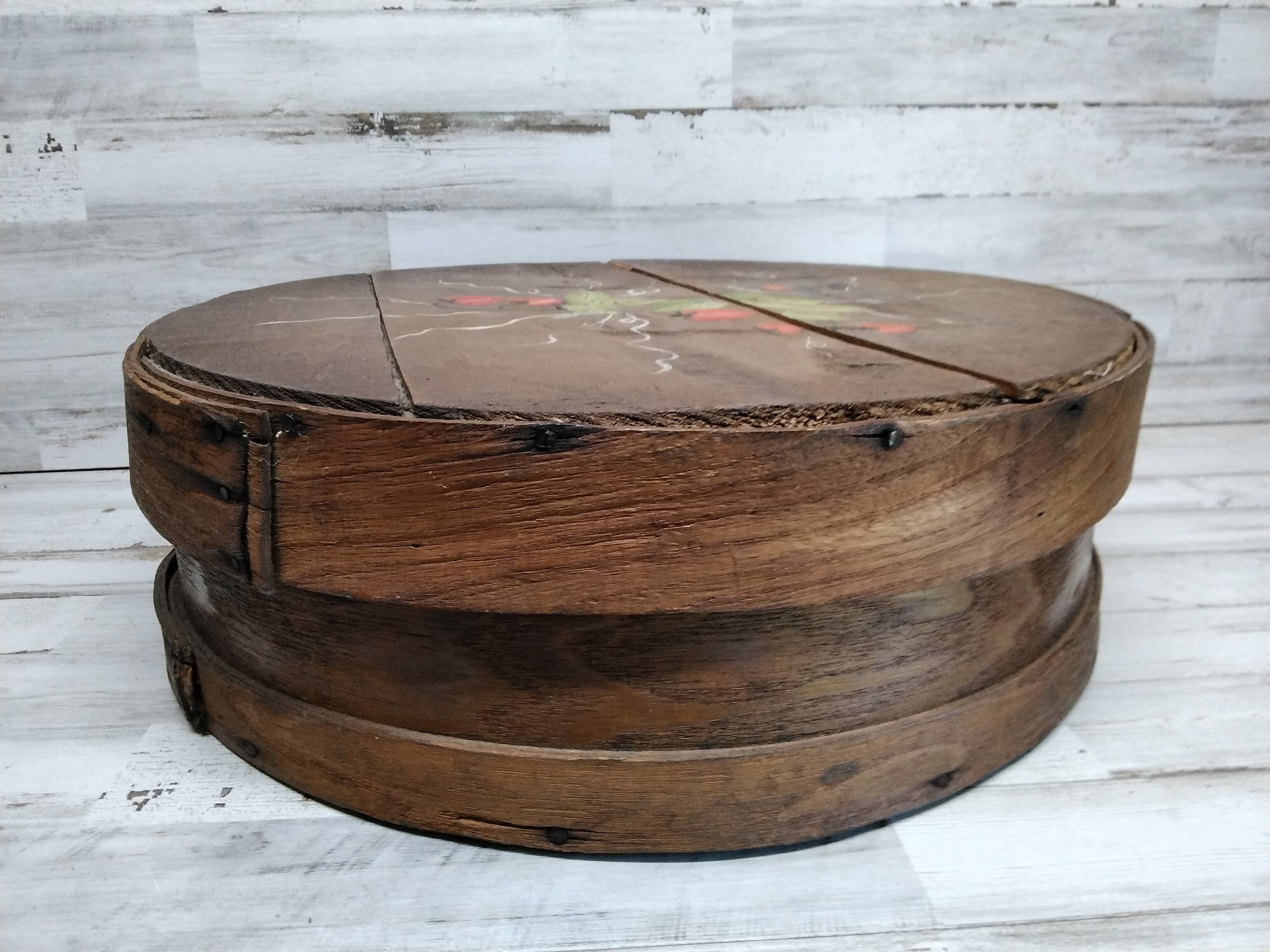 Vintage Cheese Box Round Cheese Box Sewing Box Wooden Etsy