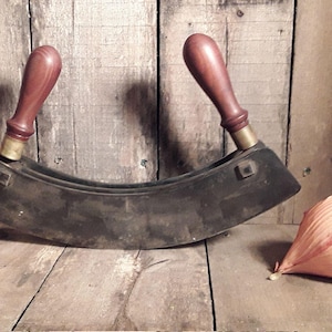 Antique Collectible Iron Food Cabbage Kraut  Cutter Double Blade 2 Wood Handle